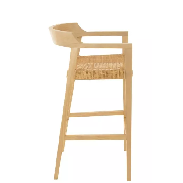 Tabouret de bar en teck et rotin PALBON (Naturel)