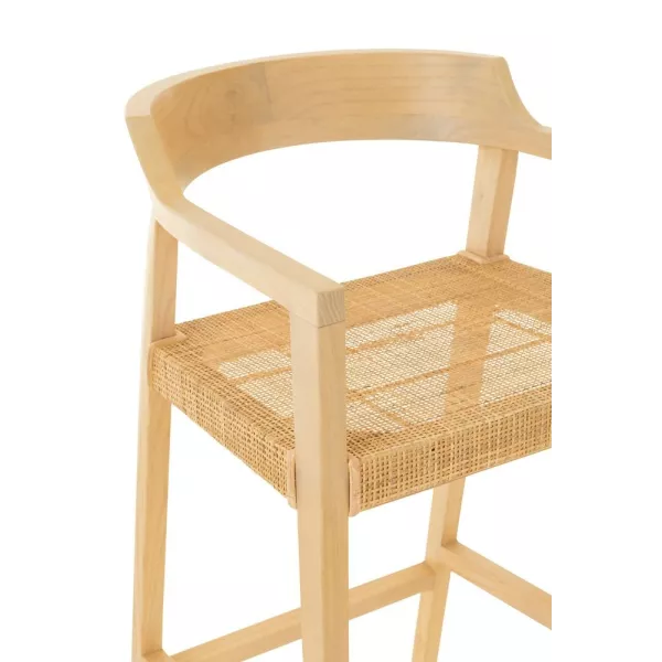 Tabouret de bar en teck et rotin PALBON (Naturel)