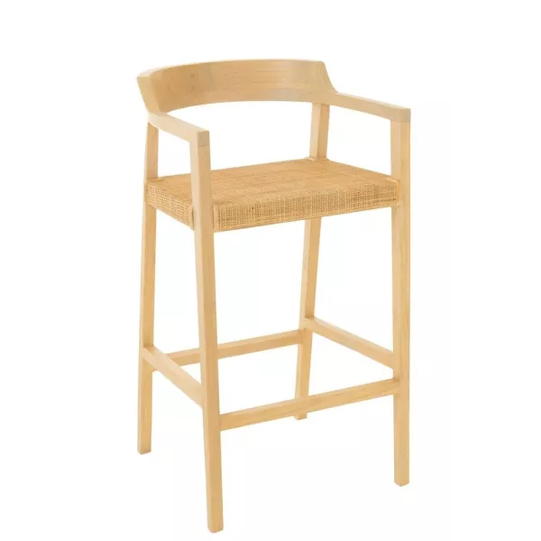 Tabouret de bar en teck et rotin PALBON (Naturel)