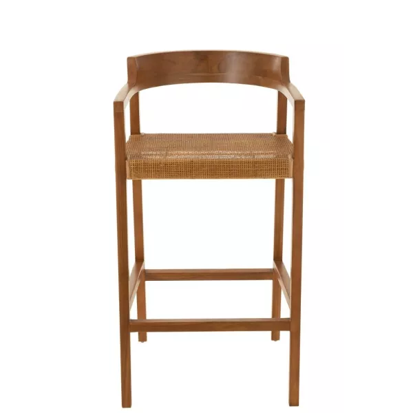 Tabouret de bar en teck et rotin PALBON (Marron)