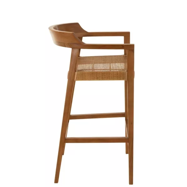 Tabouret de bar en teck et rotin PALBON (Marron)