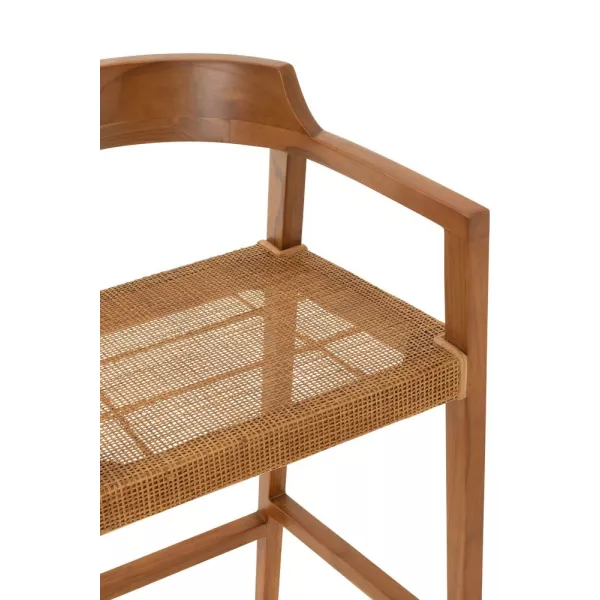 Tabouret de bar en teck et rotin PALBON (Marron)