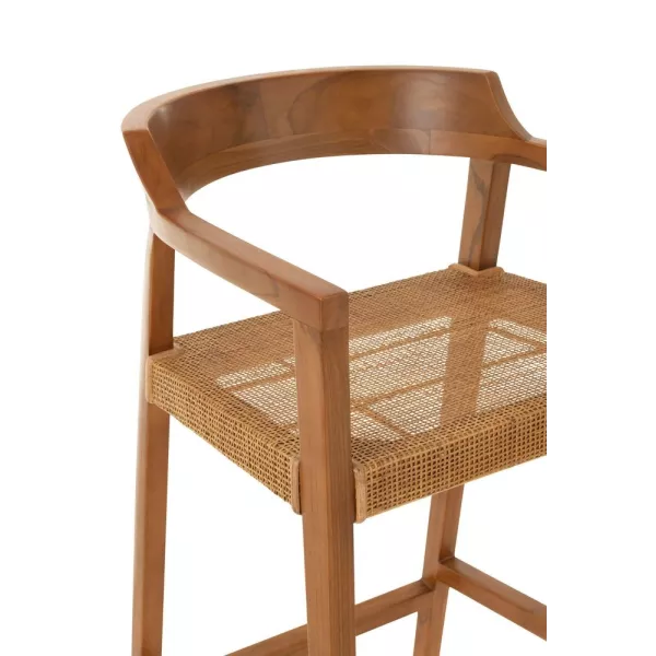 Tabouret de bar en teck et rotin PALBON (Marron)