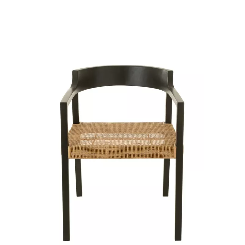 Chaise en teck et rotin PALBON (Noir, naturel)