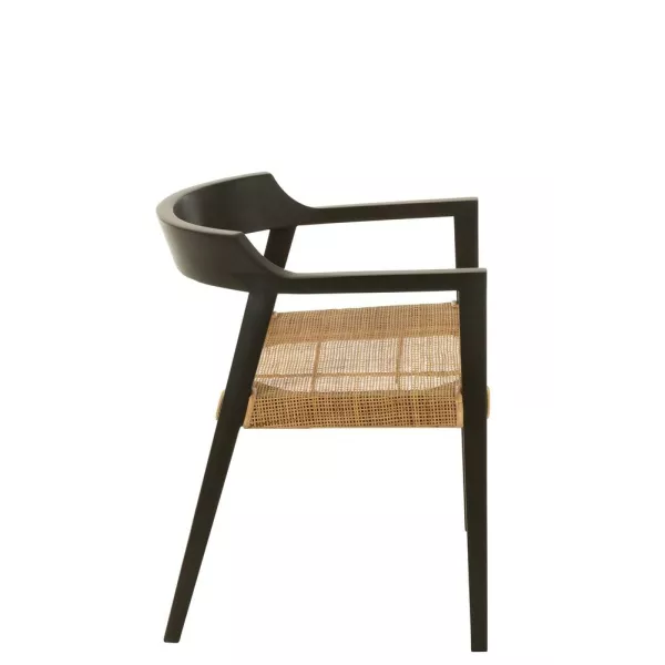 Chaise en teck et rotin PALBON (Noir, naturel)