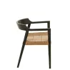 Chaise en teck et rotin PALBON (Noir, naturel)