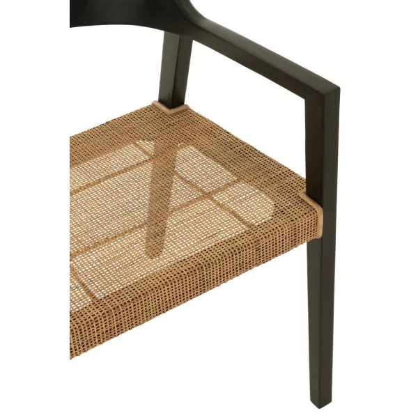 Chaise en teck et rotin PALBON (Noir, naturel)