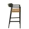 Tabouret de bar en teck et rotin PALBON (Noir, naturel)