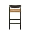 Tabouret de bar en teck et rotin PALBON (Noir, naturel)