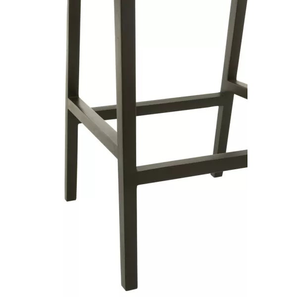 Tabouret de bar en teck et rotin PALBON (Noir, naturel)