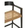 Tabouret de bar en teck et rotin PALBON (Noir, naturel)