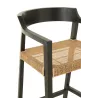 Tabouret de bar en teck et rotin PALBON (Noir, naturel)