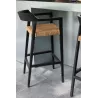 Tabouret de bar en teck et rotin PALBON (Noir, naturel)