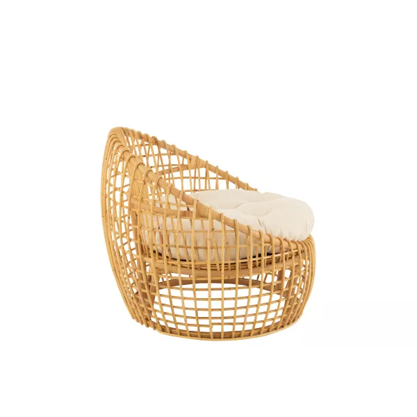 Fauteuil boule en rotin avec coussin PROBAN (Naturel)