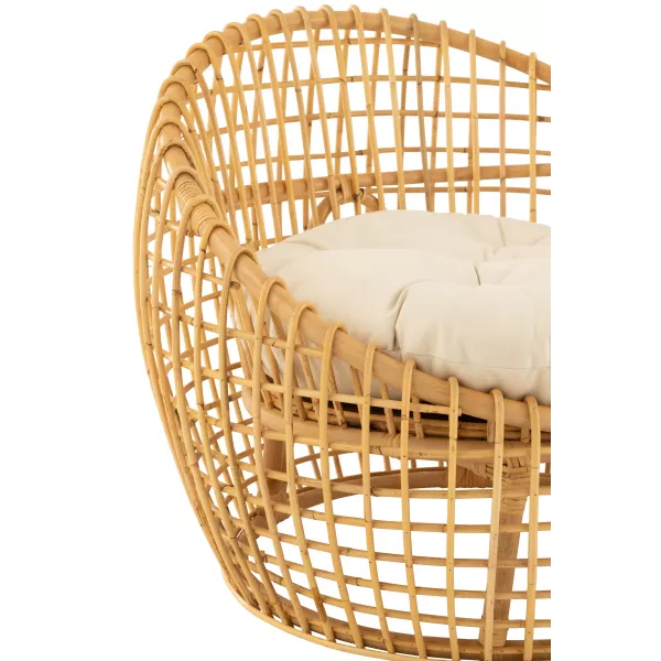 Fauteuil boule en rotin avec coussin PROBAN (Naturel)