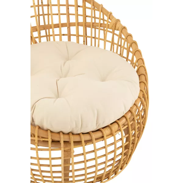 Fauteuil boule en rotin avec coussin PROBAN (Naturel)