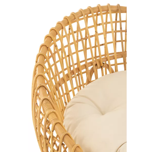 Fauteuil boule en rotin avec coussin PROBAN (Naturel)