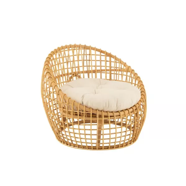 Fauteuil boule en rotin avec coussin PROBAN (Naturel)