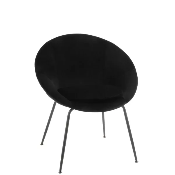 Chaise ronde en tissu et métal BOULOU (Noir)