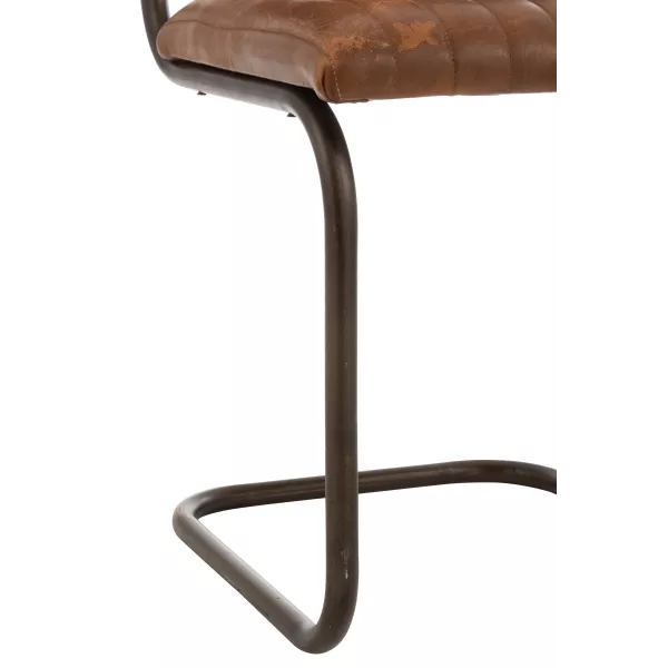 Chaise vintage en cuir synthétique et métal PUJON (Marron, noir)