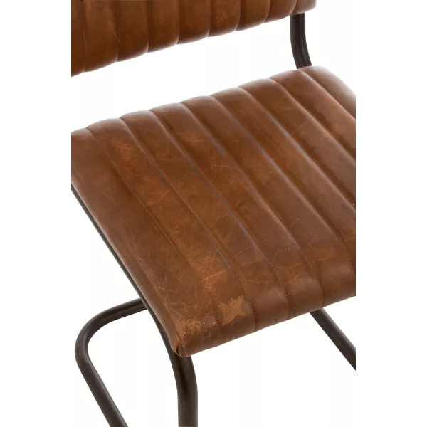 Chaise vintage en cuir synthétique et métal PUJON (Marron, noir)