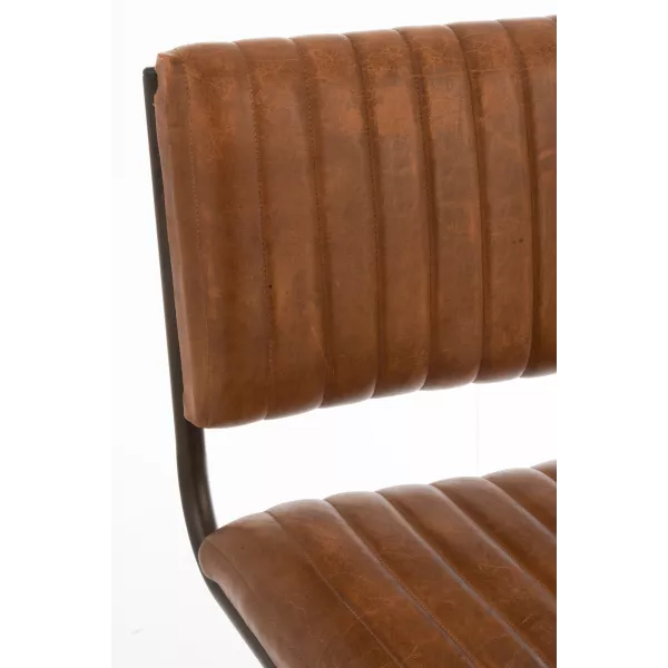 Chaise vintage en cuir synthétique et métal PUJON (Marron, noir)