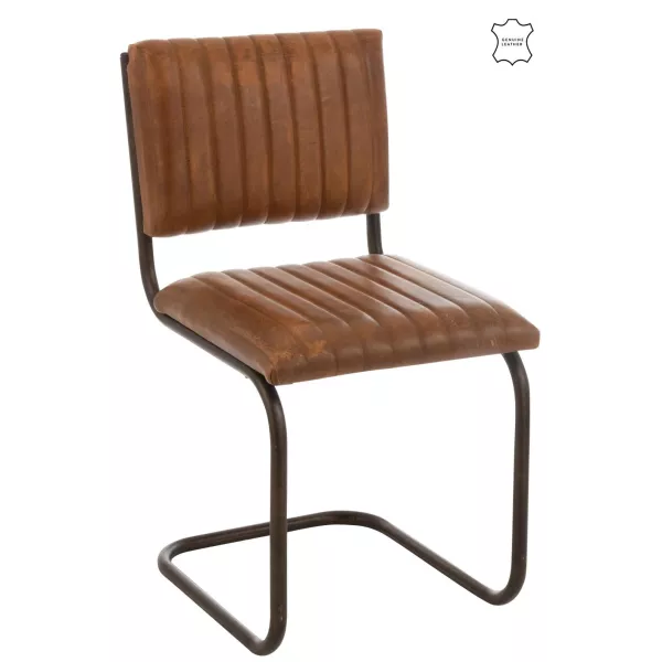 Chaise vintage en cuir synthétique et métal PUJON (Marron, noir)