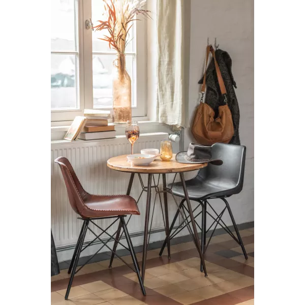 Chaise loft en cuir synthétique et métal VERGAN (Marron, noir)