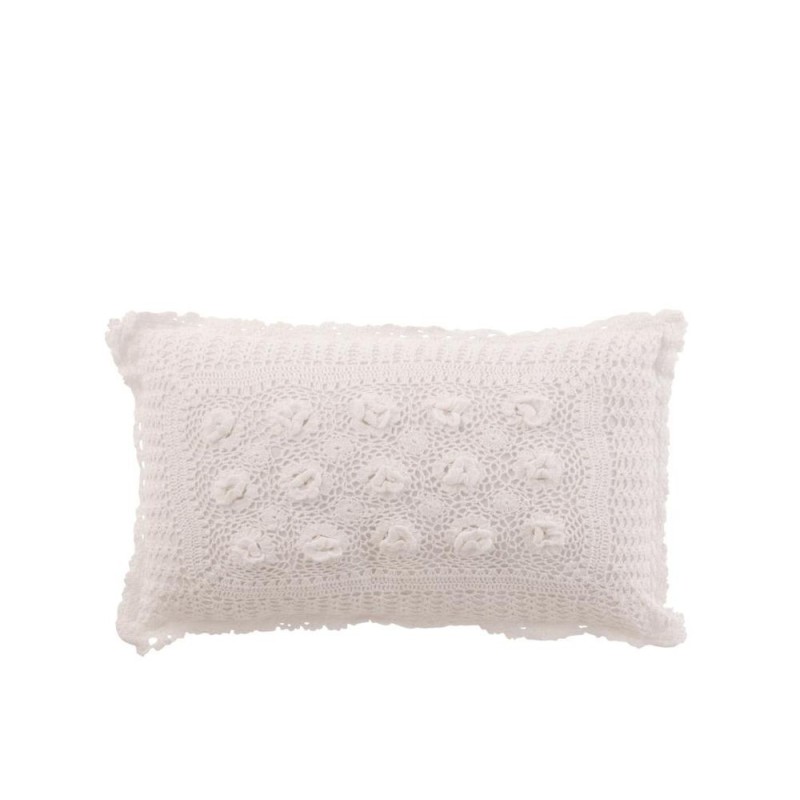 Coussin rectangulaire dentelle en coton BONPAN (Blanc)