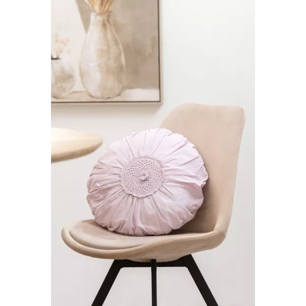 Coussin rond dentelle en coton MARBI (Mauve)