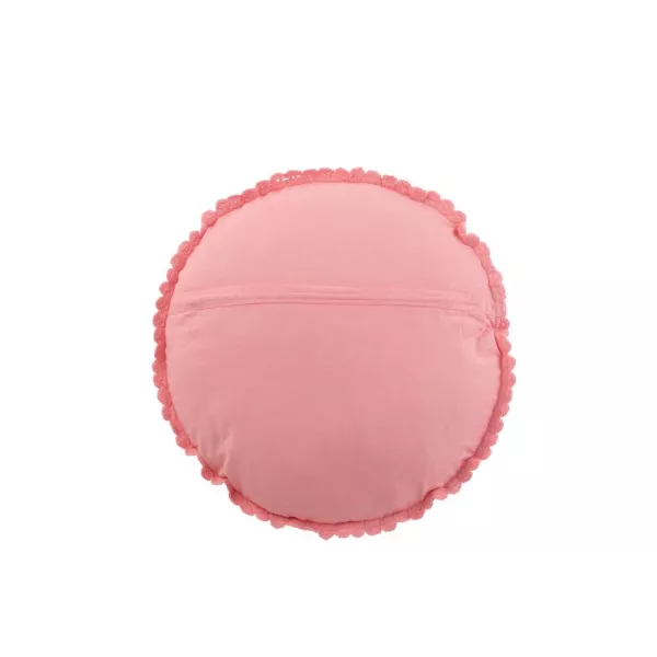 Coussin rond dentelle en coton BILOU (Rose)