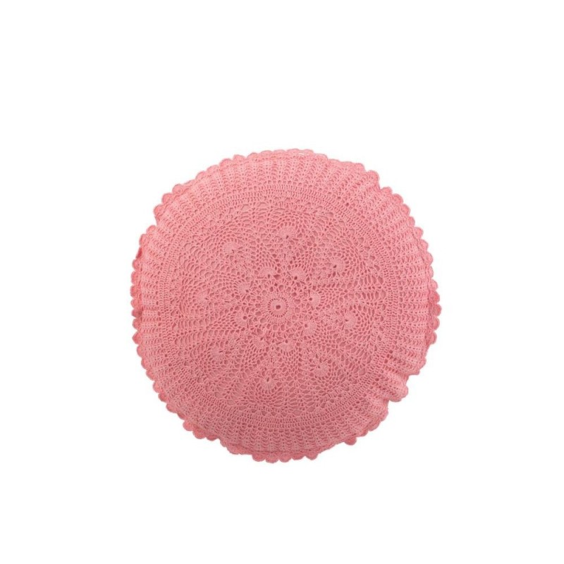 Coussin rond dentelle en coton BILOU (Rose)