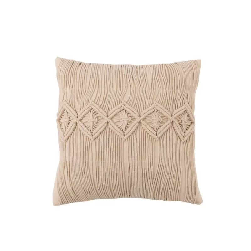 Coussin carré cosy en coton BRAVY (Beige)