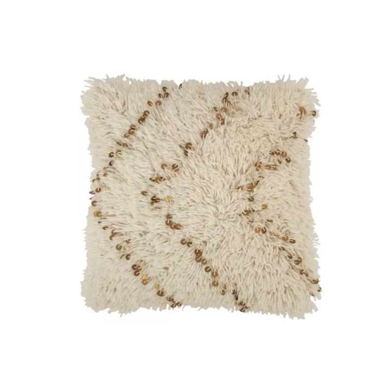 Coussin carré en coton POULBY (Blanc, beige)