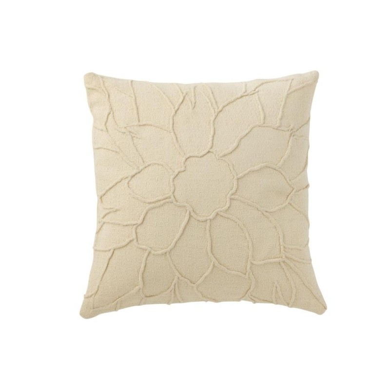 Coussin carré fleur en textile PIVONE (Ecru)