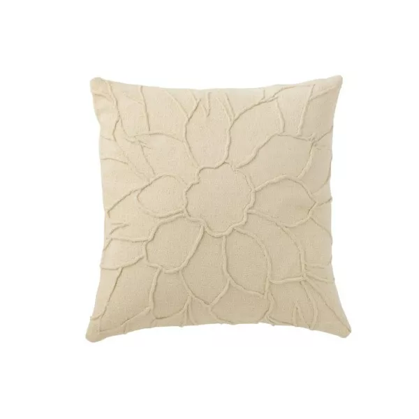 Coussin carré fleur en textile PIVONE (Ecru)