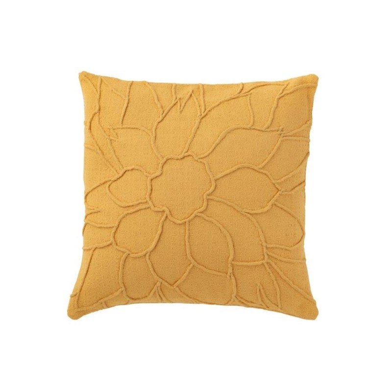 Coussin carré fleur en textile PIVONE (Ocre)