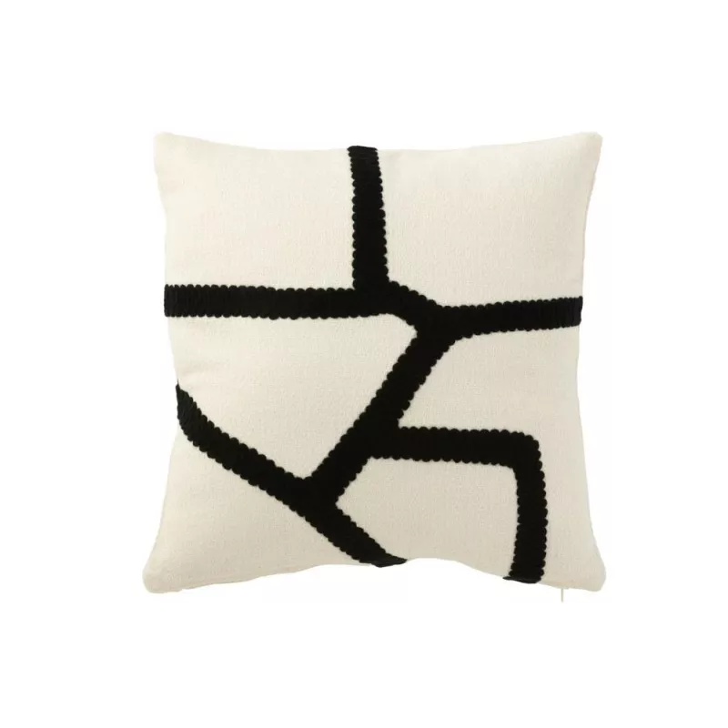 Coussin carré contemporain BAGOU (Blanc, noir)