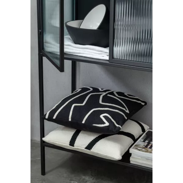 Coussin carré contemporain JAKAR (Noir, blanc)