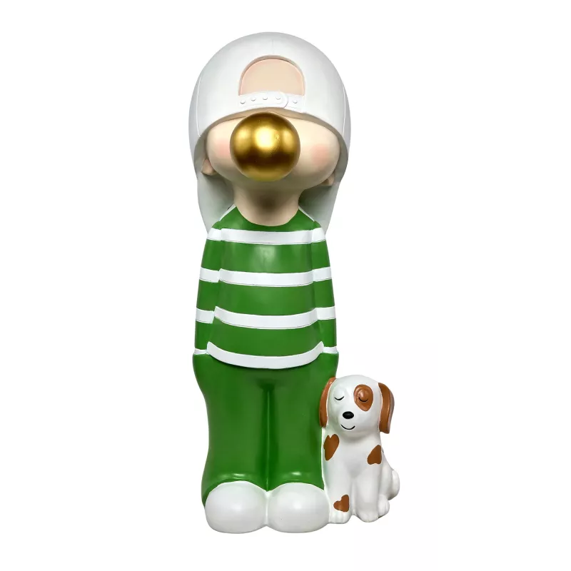 Decorative resin statue BOY BALLON (H82 cm) (green)