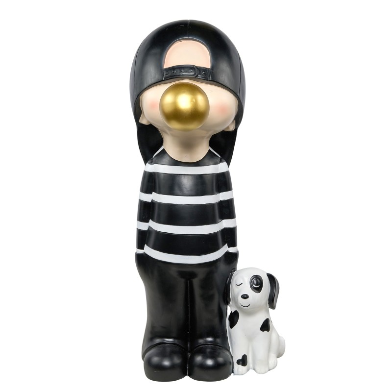 Estatua decorativa de resina BOY BALLON (H82 cm) (negro)