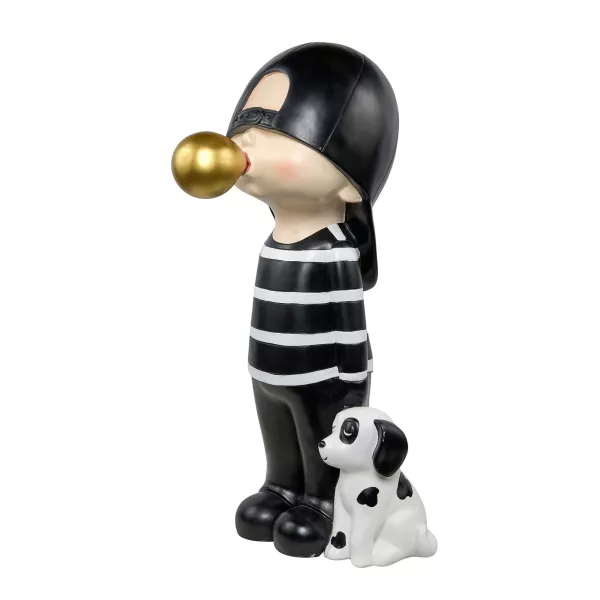 Decorative resin statue BOY BALLON (H82 cm) (black)