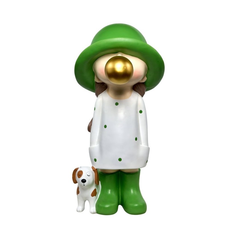 Decorative resin statue GIRL BALLON (H80 cm) (green)