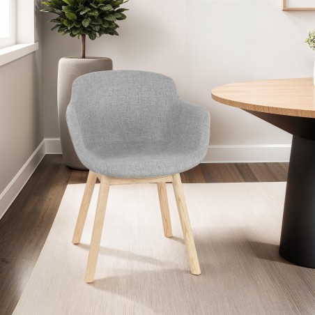 Silla con reposabrazos LAMBIC en tejido gris claro: comodidad, elegancia y durabilidad para su interior