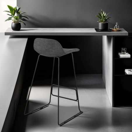 Sgabello da bar sedia da bar industriale con gambe in metallo nero CUTIE (grigio antracite)