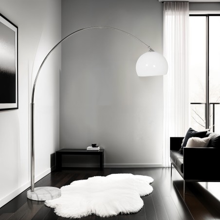 MOEROL XL Design Floor Lamp | Modern Chrome Steel, Large & White 