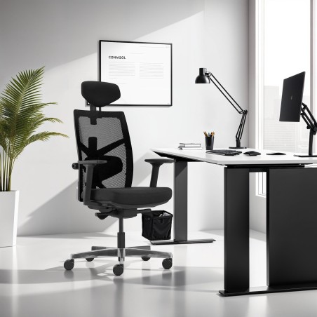 Fauteuil de Bureau Ergonomique IMPERO en Tissu Noir - Confort et Design Optimal