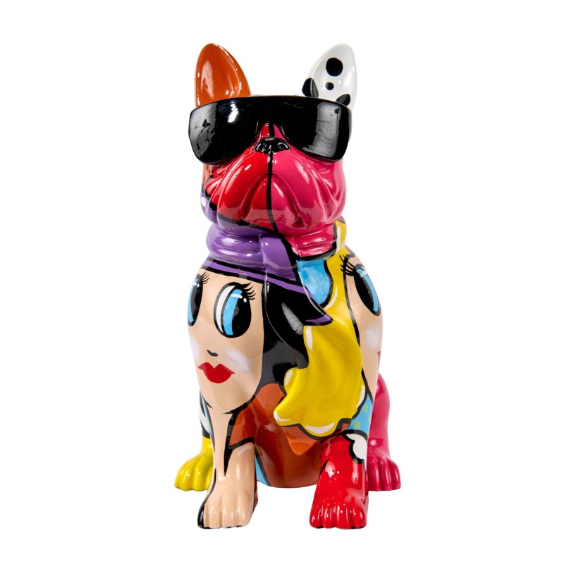 Beautiful resin statue depicting a colorful dog