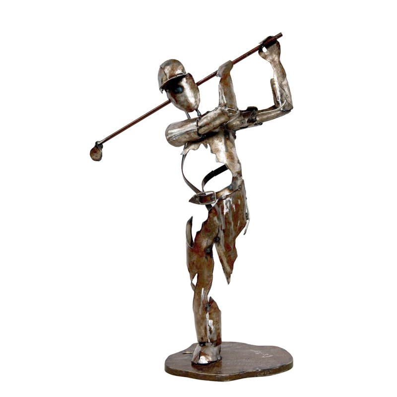 Elegant Metal Golf Man Statue Ready to Play