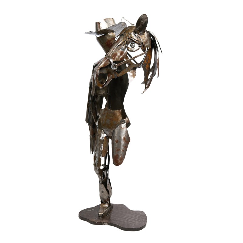 Metal COW BOY statue with an atypical and original style